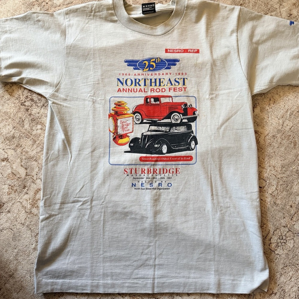 1993 Sturbridge Mass Northeast Street Rod Fest T-Shirt - Men's L Single Stitch
